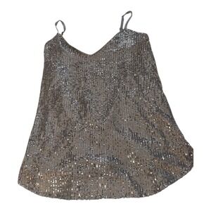 Torrid Silver Sequin Camisole Tank Top Women's Plus 4 (26/28) Sparkly Party NWT